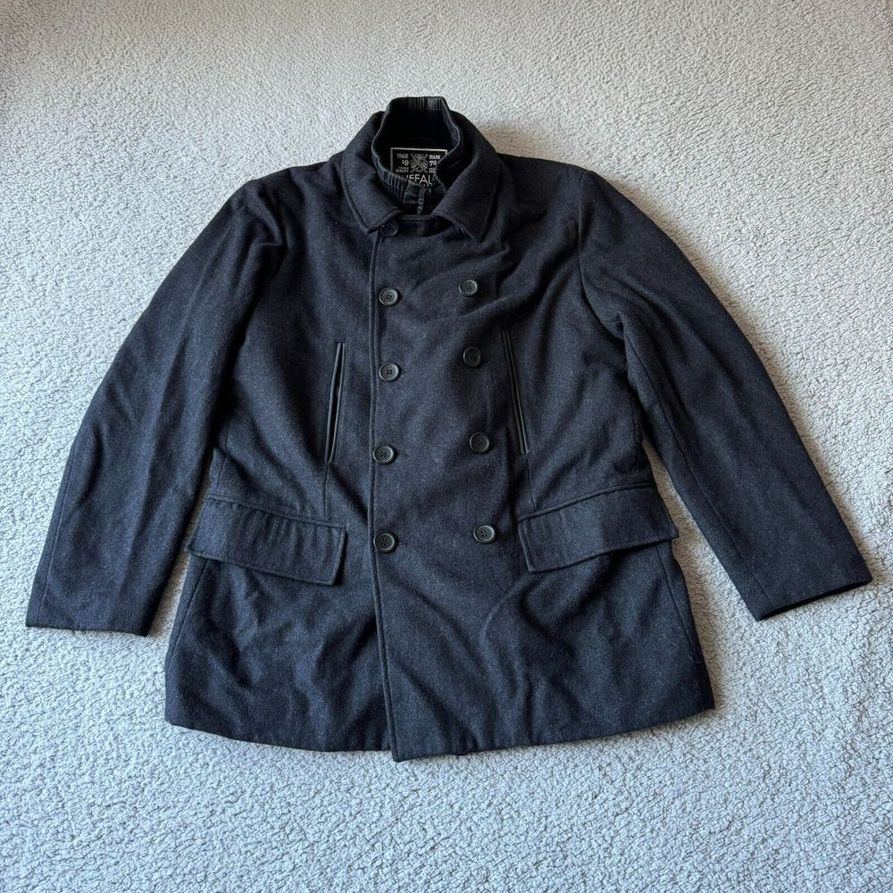 Buffalo David Bitton Jacket Mens Medium Gray Wool Blend Overcoat Insulated‎